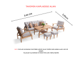 Lotus Ahşap Balkon Takımı ( 3+1+1+masa+2 puf )